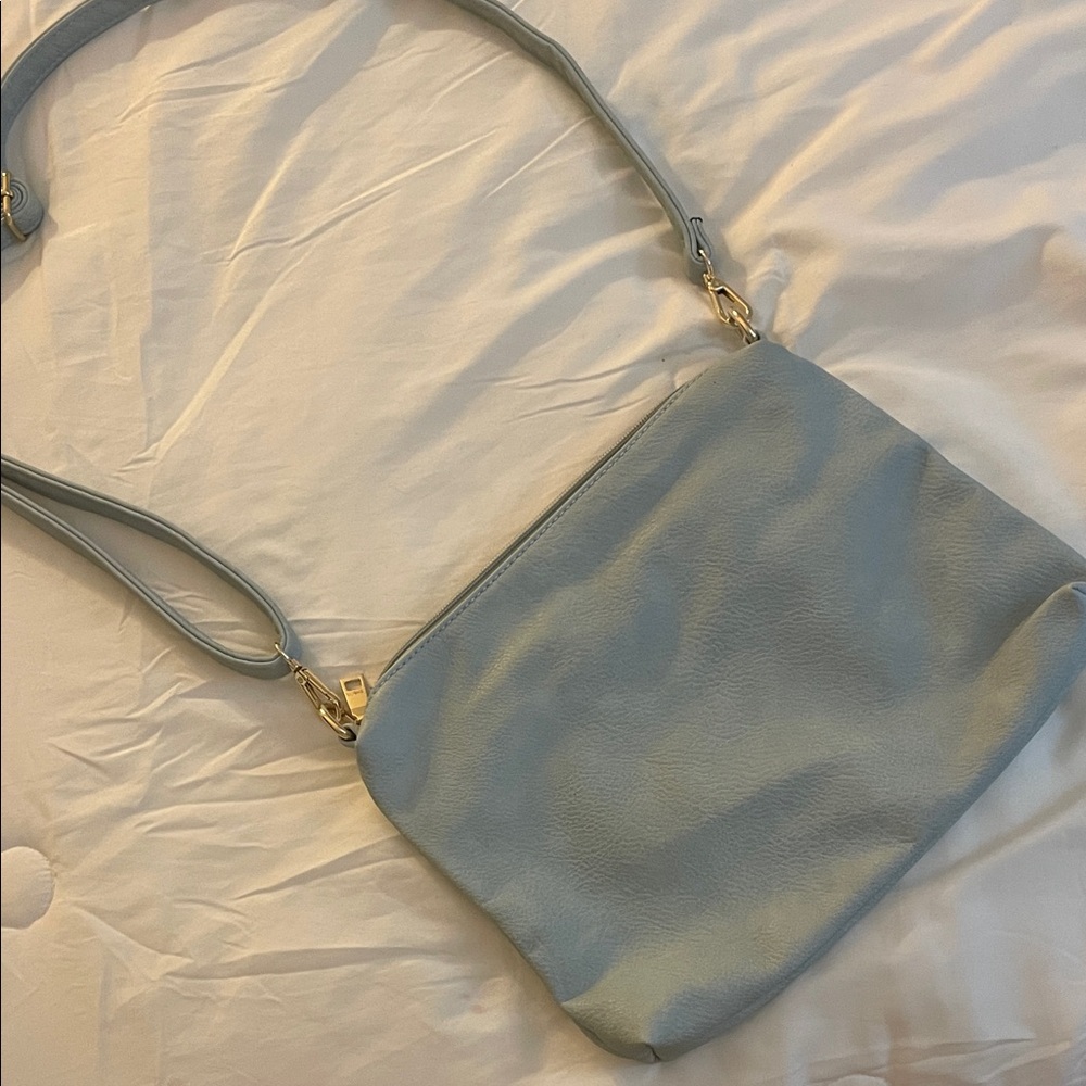 Chic Light Blue Leather Satchel